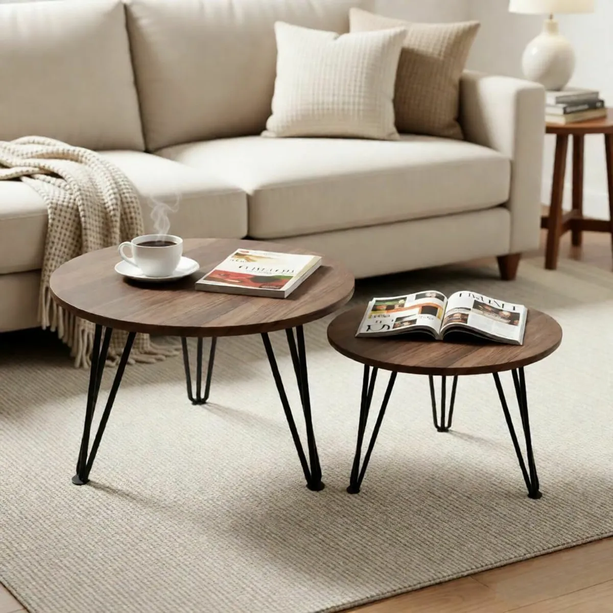 Round Coffee Table Set of 2 Side Tables for - Image 1