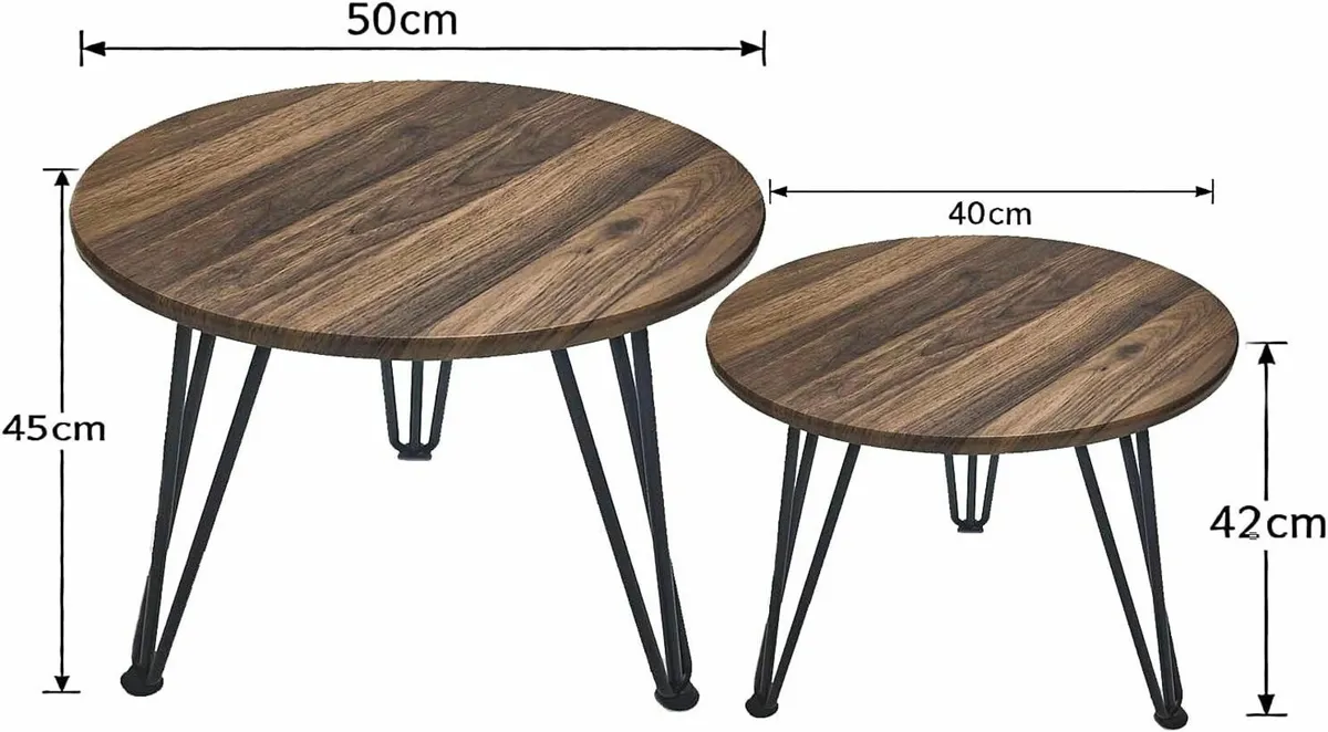 Round Coffee Table Set of 2 Side Tables for - Image 2