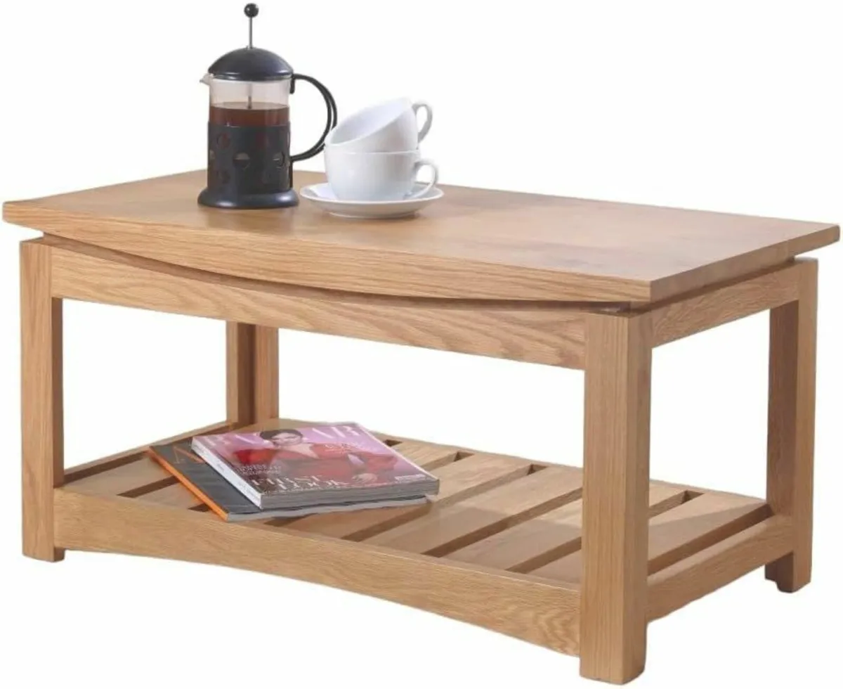 Crescent Coffee Table With Storage Shelf for - Image 1
