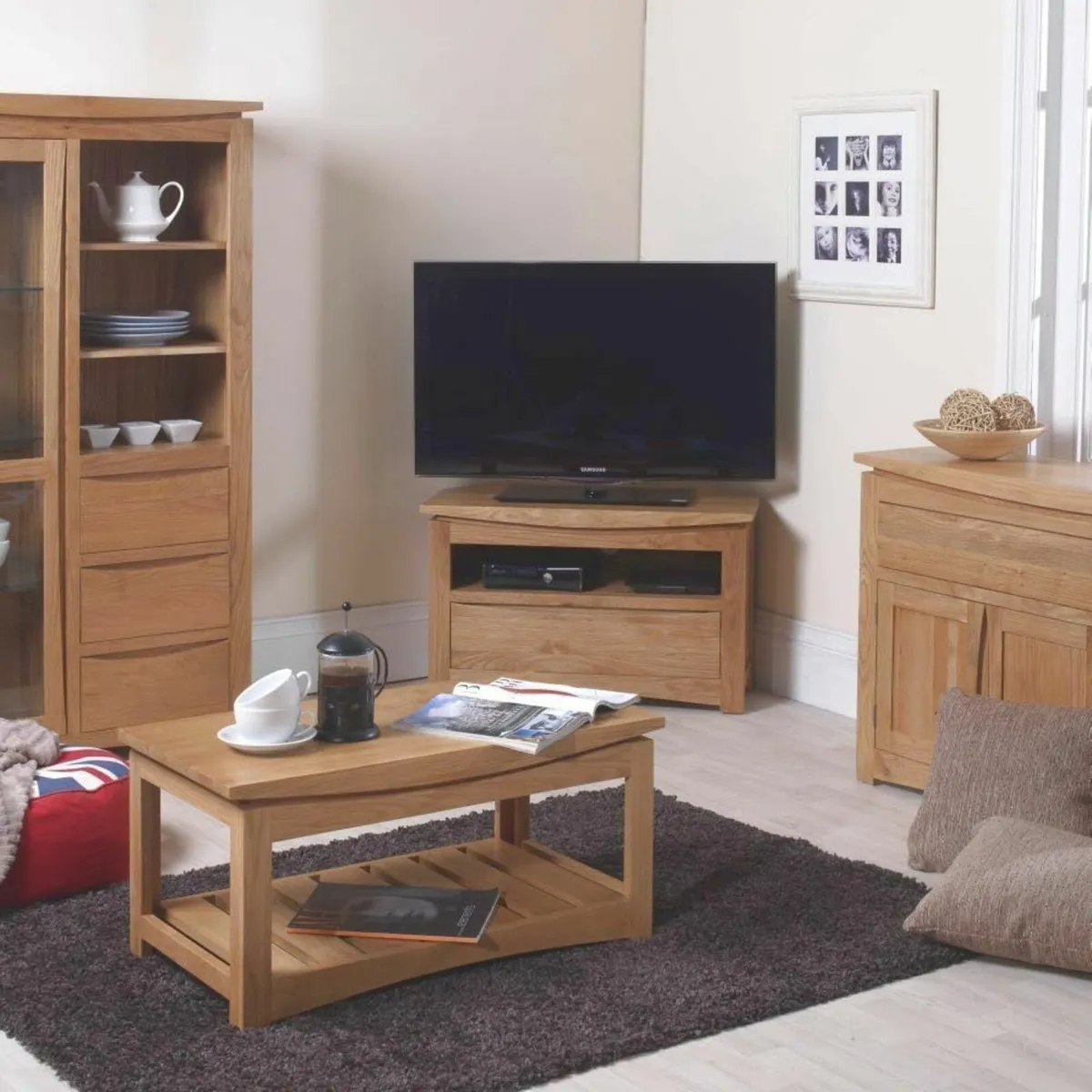 Crescent Coffee Table With Storage Shelf for - Image 4