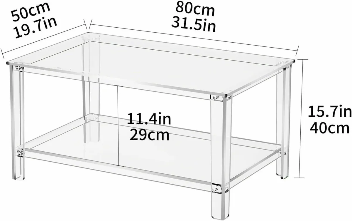 Acrylic Coffee Table Modern Center 80 x 50 40 cm - Image 3
