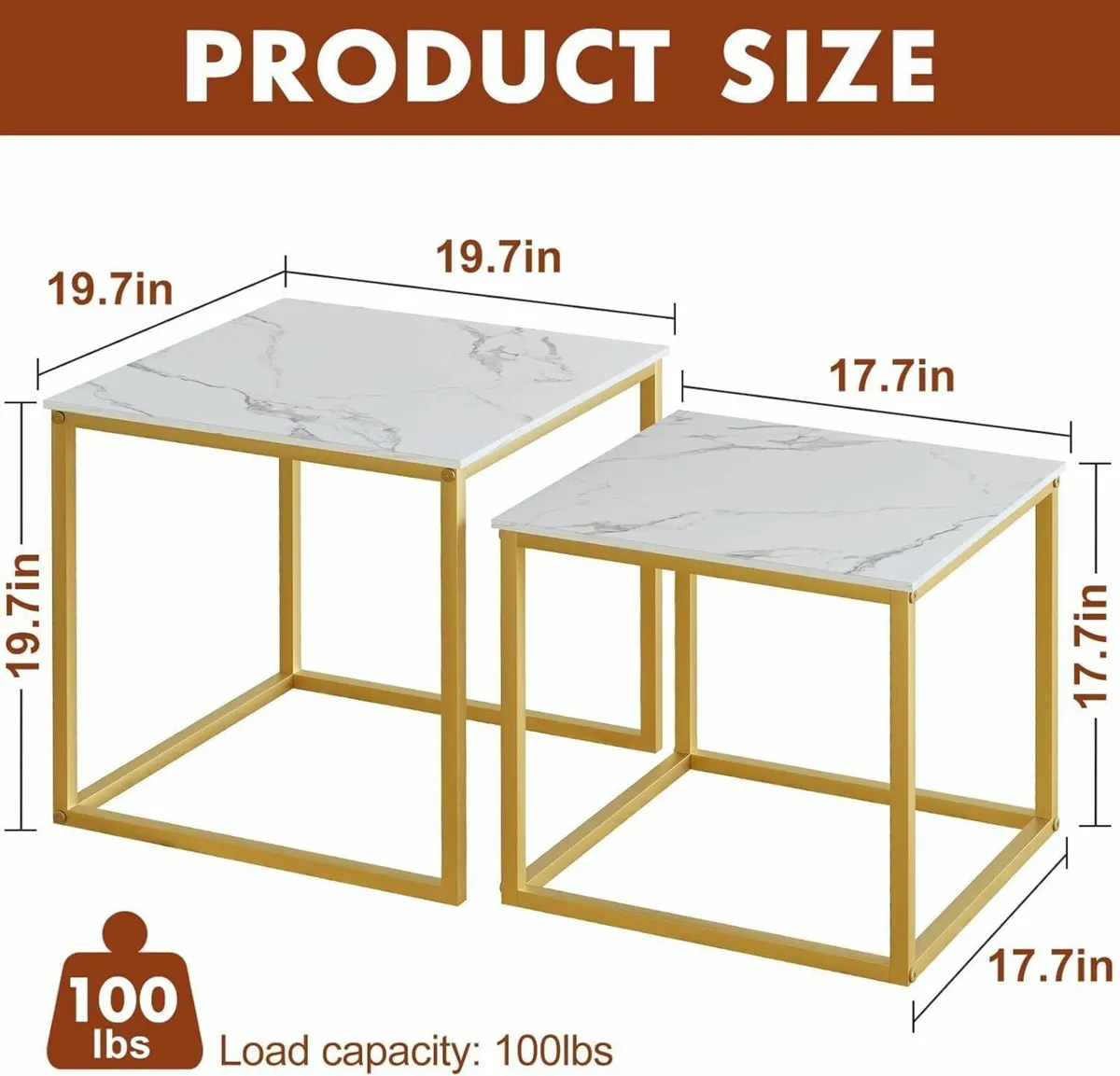 Nesting Tables Set of 2 End Table Coffee Side - Image 3