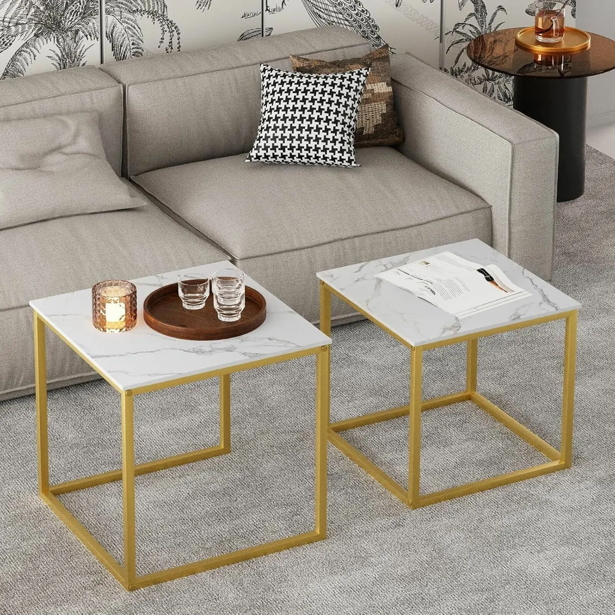 Nesting Tables Set of 2 End Table Coffee Side - Image 4