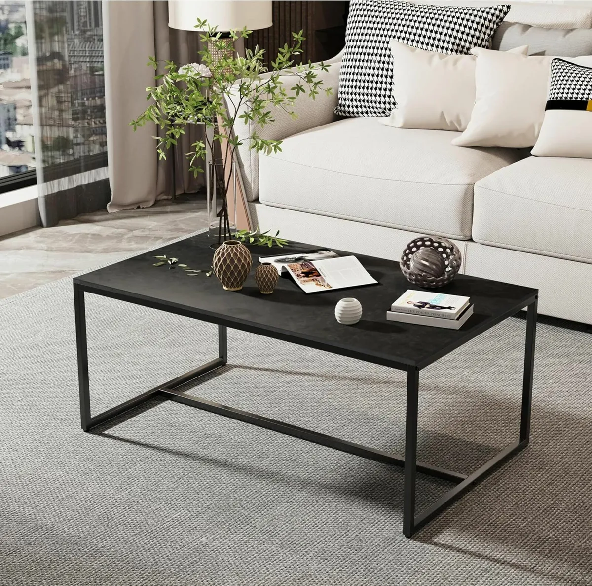 Marble Top Coffee Tables Rectangle: Large Black - Image 2