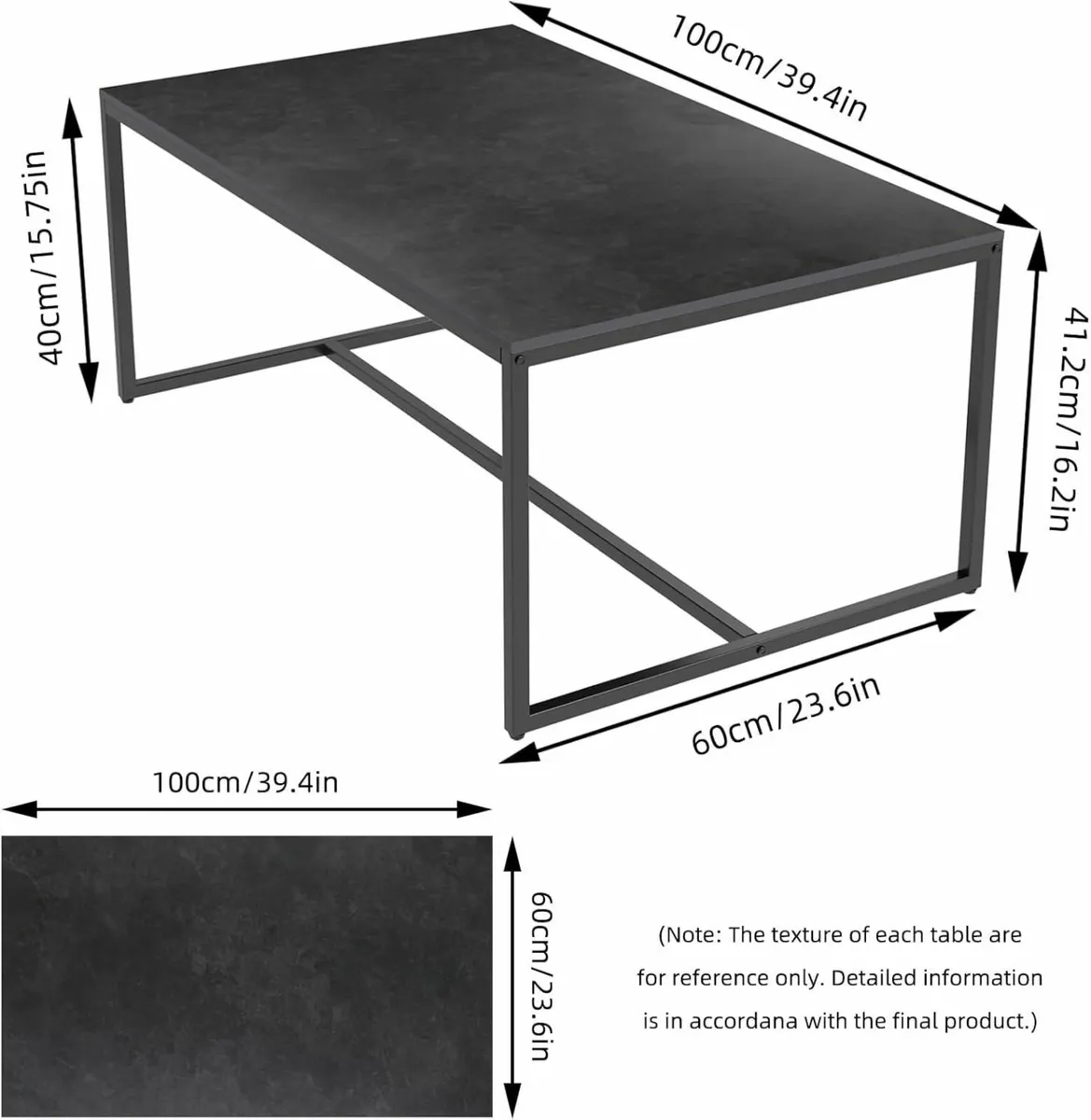 Marble Top Coffee Tables Rectangle: Large Black - Image 3