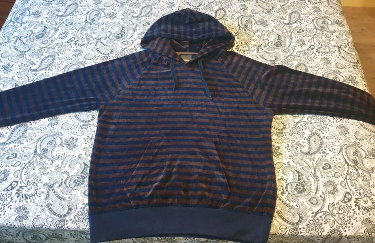 Brown and Blue Stripes Hoodie - Image 2