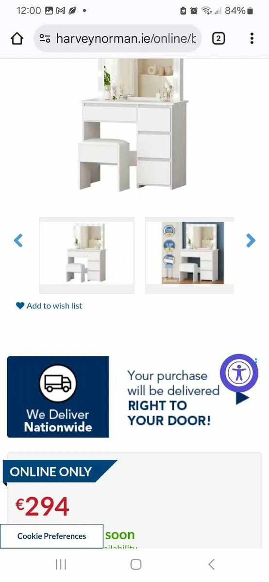 Vanity table with mirror,  12LED lights and stool - Image 4