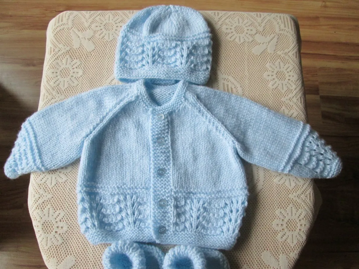 Hand knitted Baby Cardigans hats & booties. - Image 2