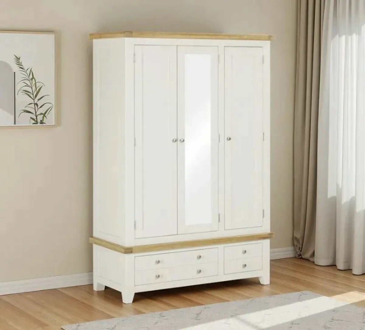 Windsor 3 Door 2 Drawer Wardrobe Ivory Oak - Image 1