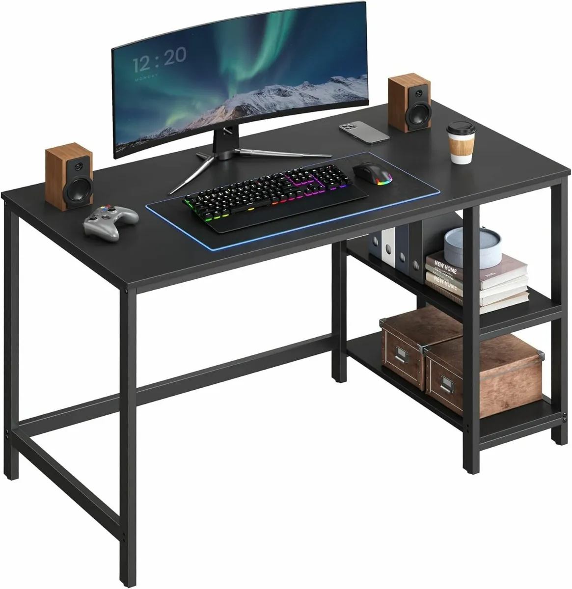 Computer Desk Writing with 2 Shelves on Left or - Image 1