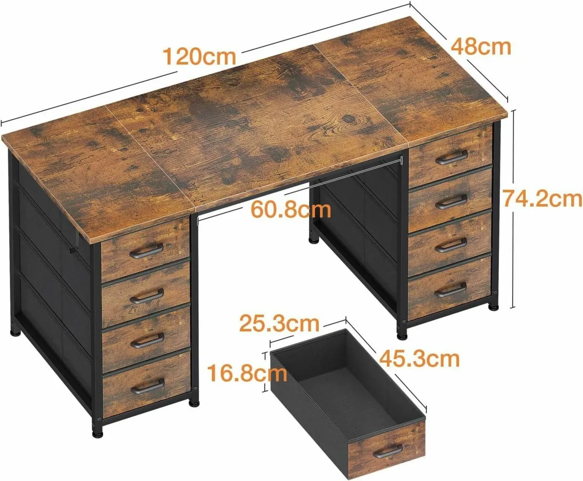 Computer Desk with Drawers 120x48cm Modern Office - Image 3