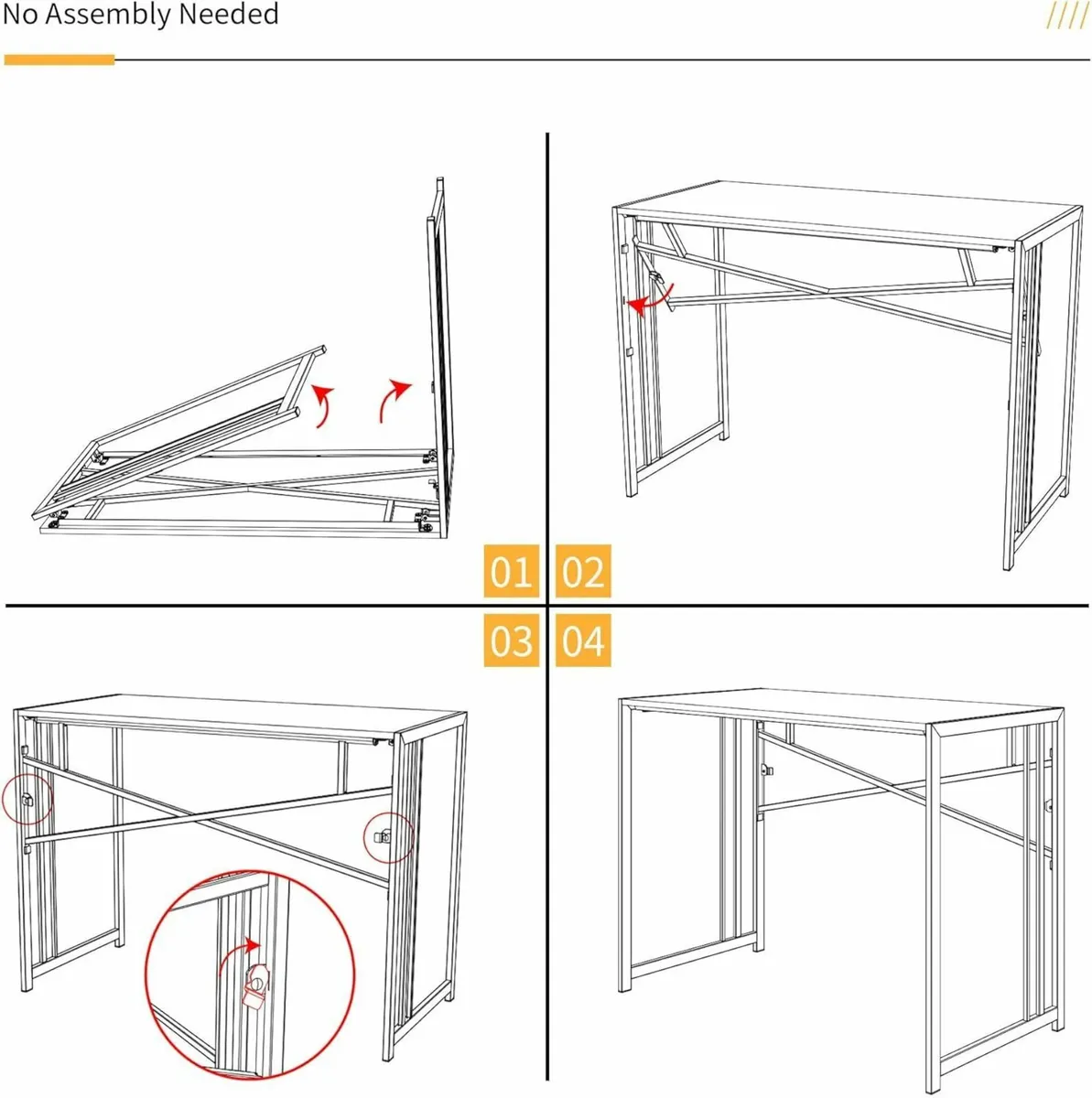 Folding Computer Desk 103 cm Writing Gaming - Image 4