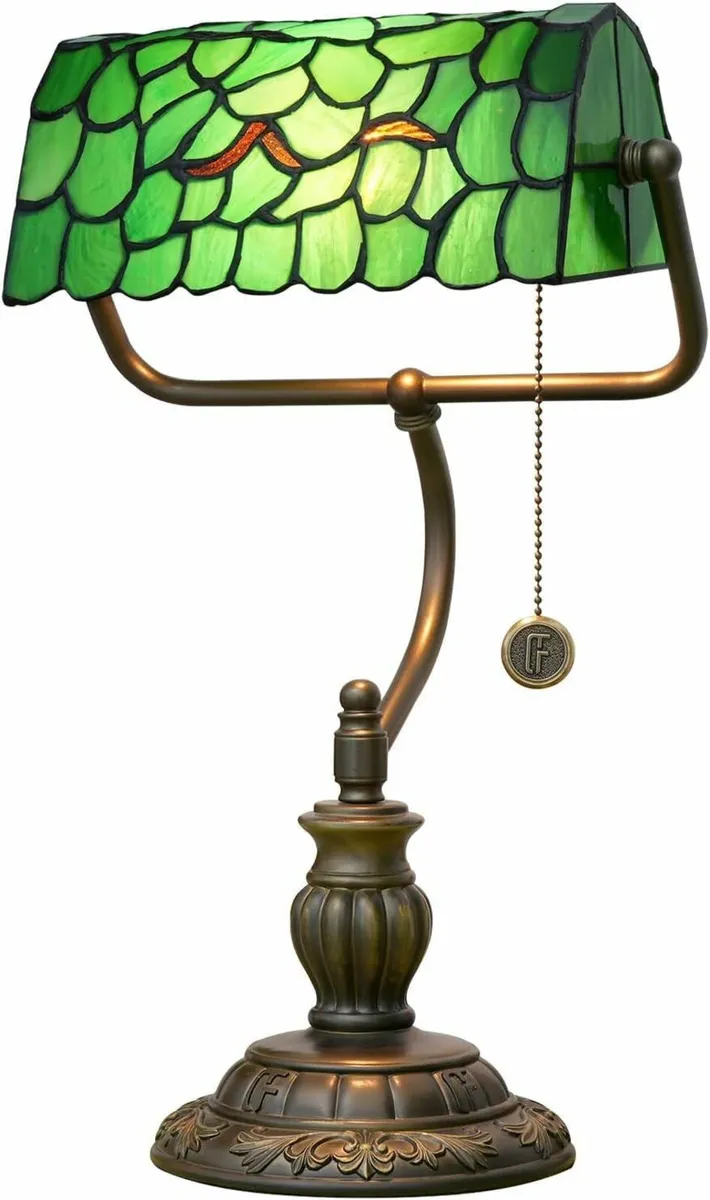 Tiffany Style Green Bankers Desk Lamp Stained - Image 1