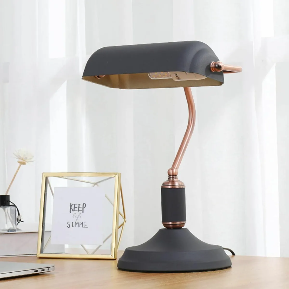 Vintage Industrial Desk Lamp Black Metal Shade - Image 4