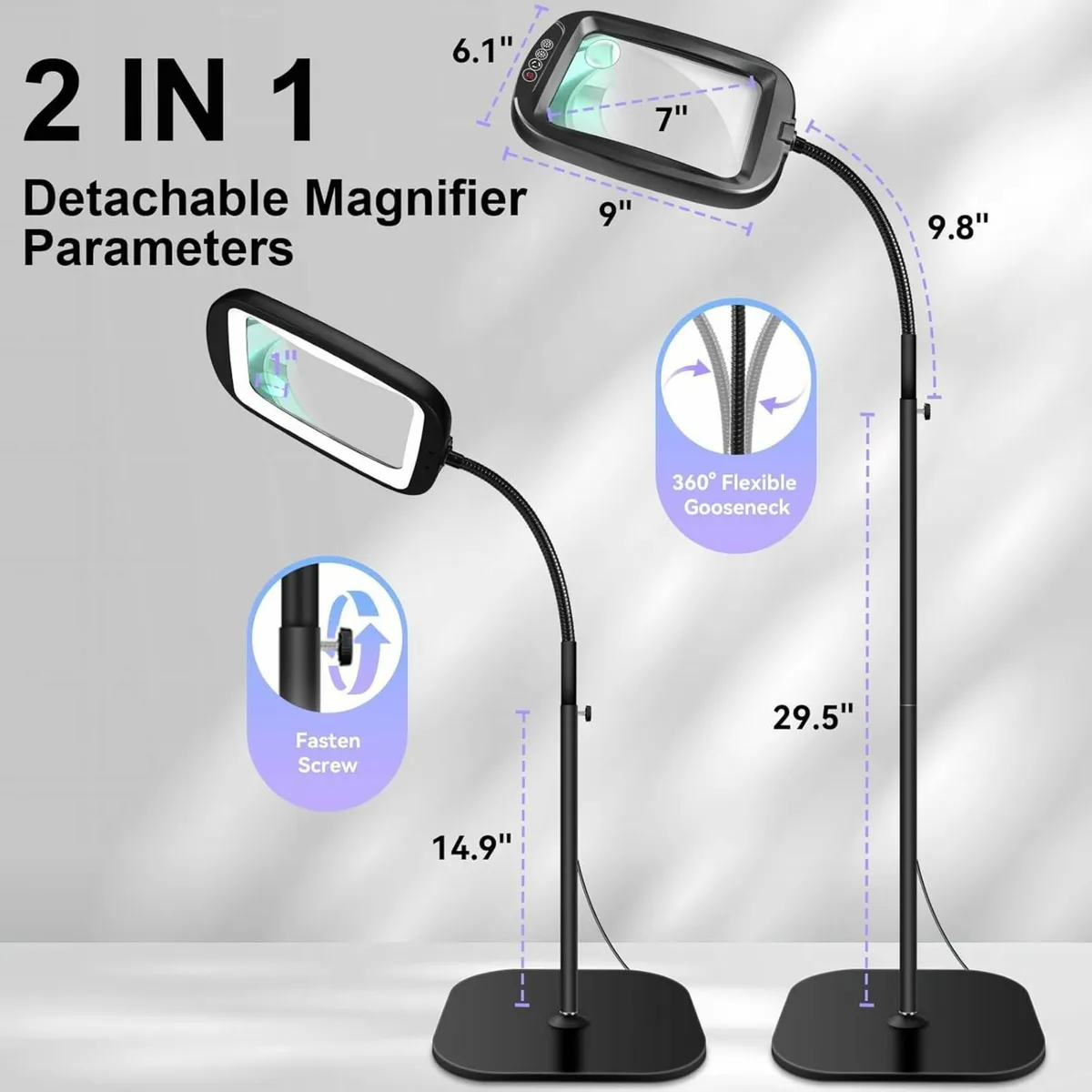 10X Magnifying Glass with Light and Stand 60 LEDs - Image 2