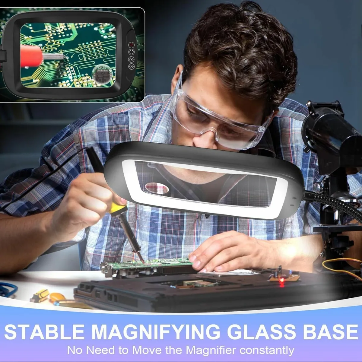 10X Magnifying Glass with Light and Stand 60 LEDs - Image 4