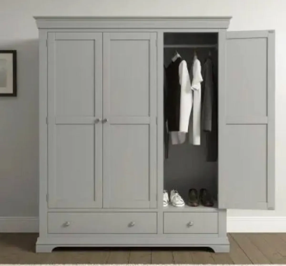 Bordeaux 3 Door Wardrobe Pebble Grey - Image 1