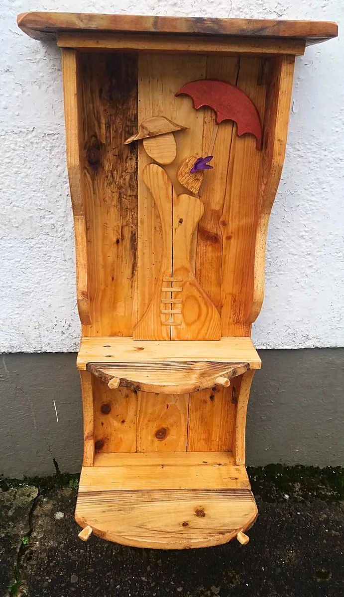 Rustic Driftwood Couple floating shelf display - Image 2