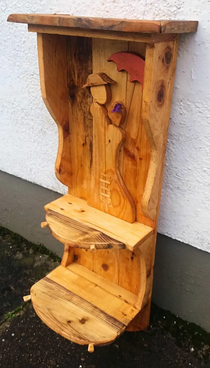 Rustic Driftwood Couple floating shelf display - Image 4