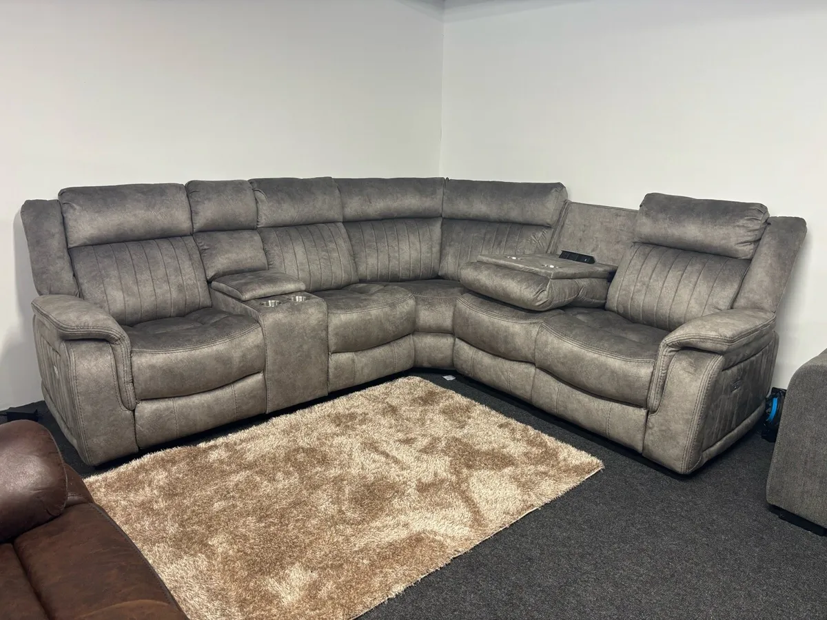 New Grey Hampton Electric Recliner Corner Sofa - Image 1