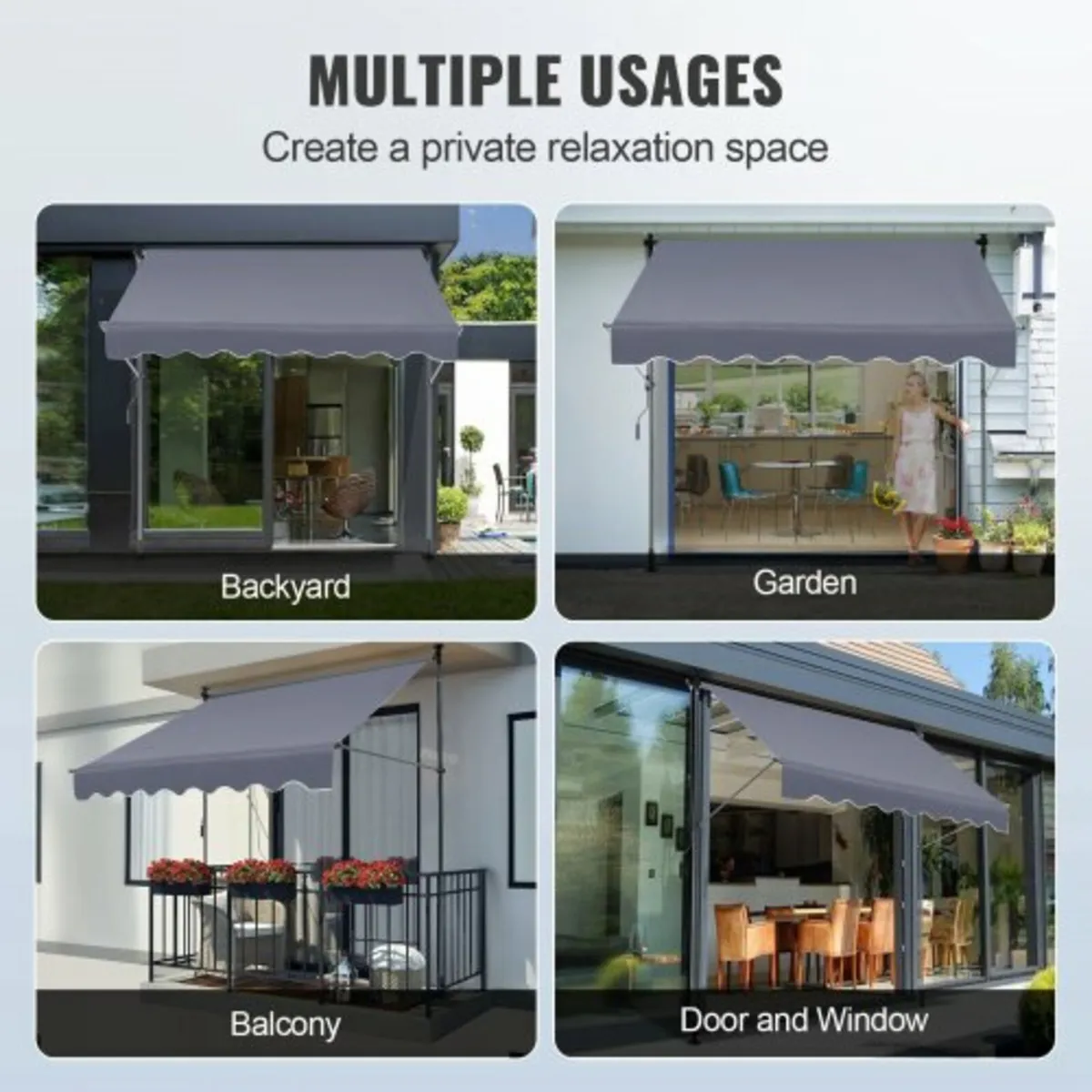 Manual Retractable Awning, 118" Outdoor Retractabl - Image 3