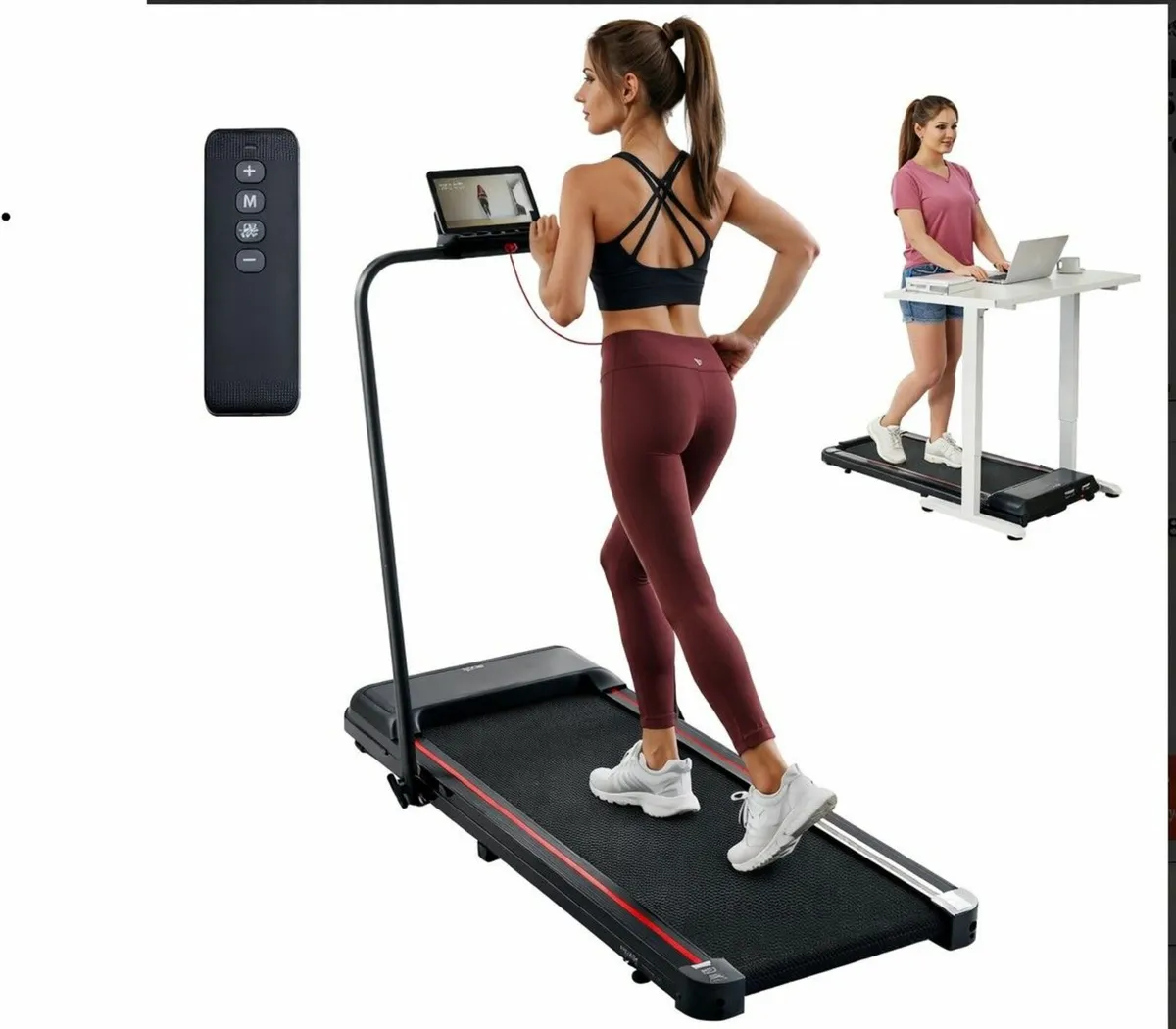 Under Desk Treadmill Walking Pad with Handle Bar - Image 1