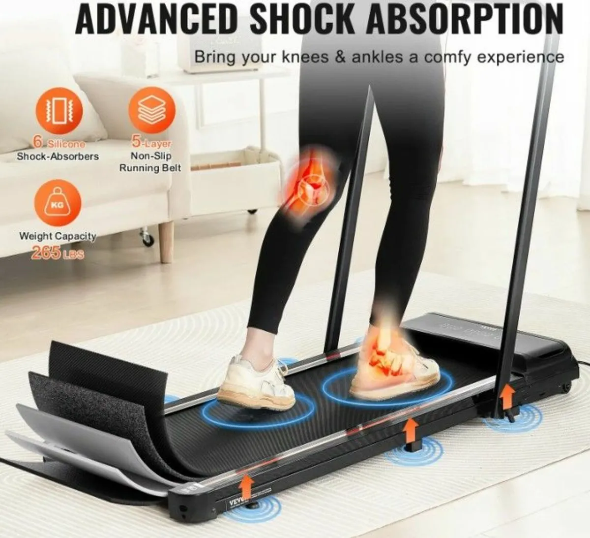 Under Desk Treadmill Walking Pad with Handle Bar - Image 2