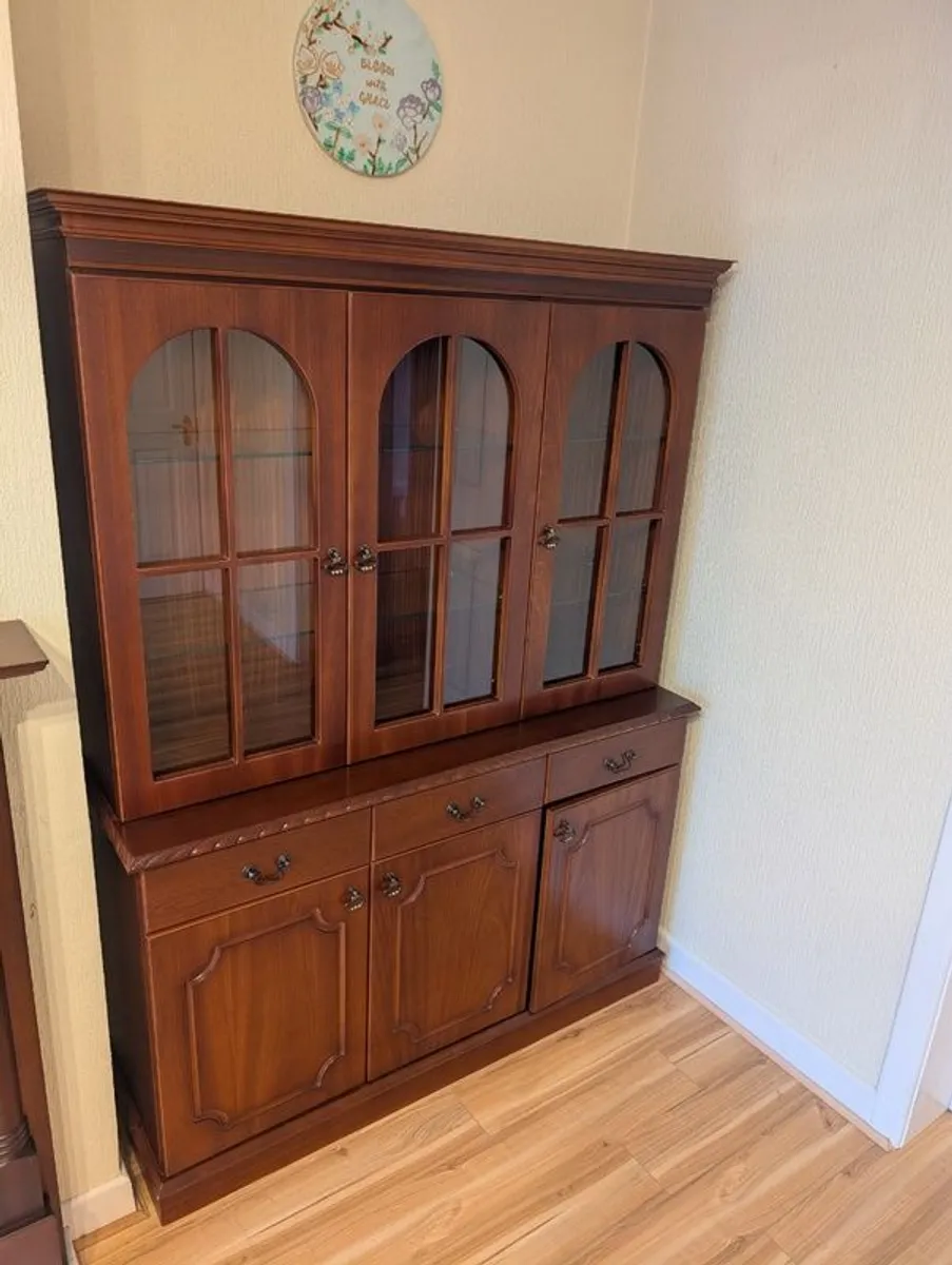 Elegant 3-Door Cherry Wood Display Cabinet & Buffet Hutch - Image 2