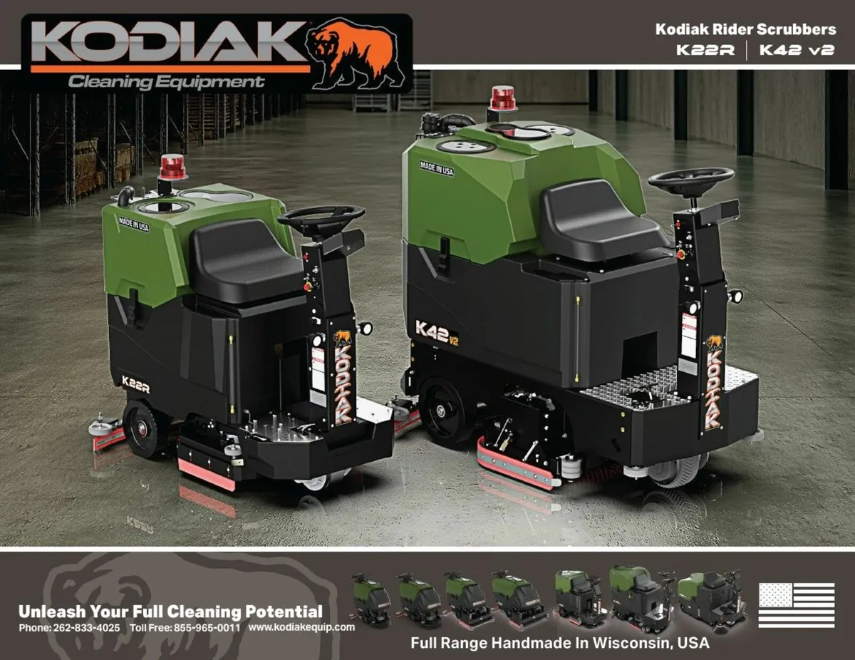 Kodiak  ride on scrubber dryer made in USA - Image 1