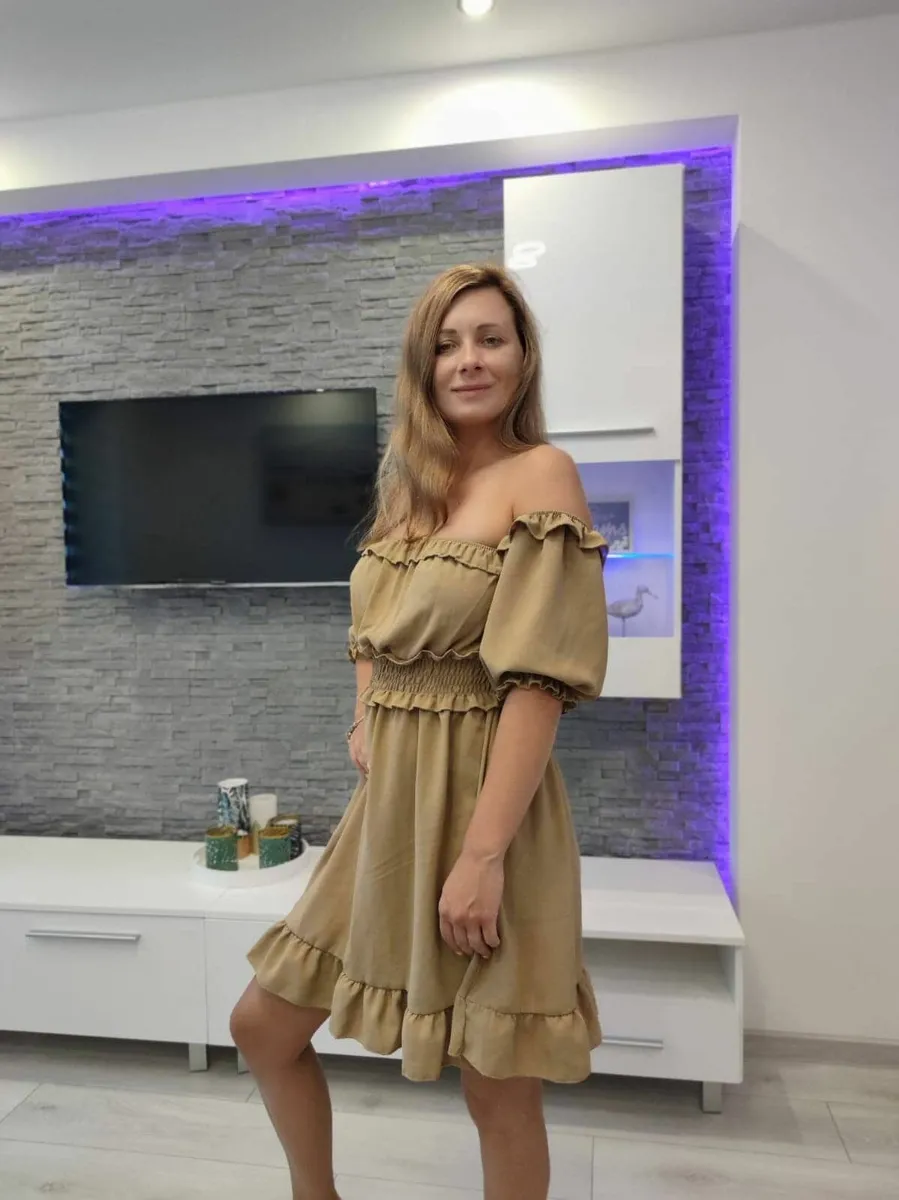 short spanish dress for women khaki/brown,pink - Image 4