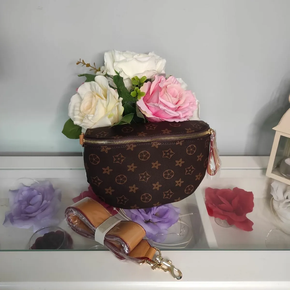 Brown patterned kidney bag - Image 2