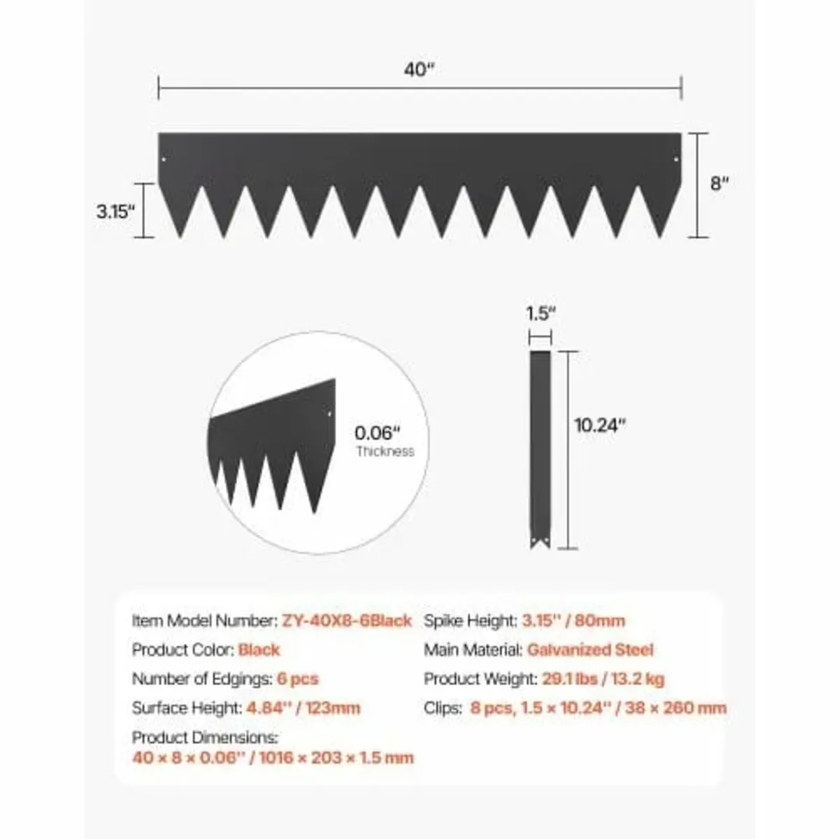 Steel Landscape Edging 6 Packs 40 x 8in Rust-Resis - Image 2