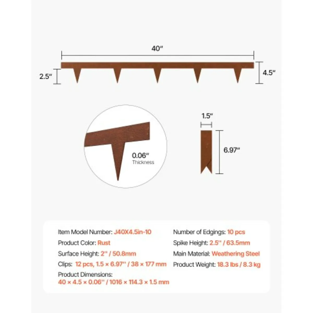 Steel Landscape Edging 10 Packs 40 x 4.5in Weather - Image 3
