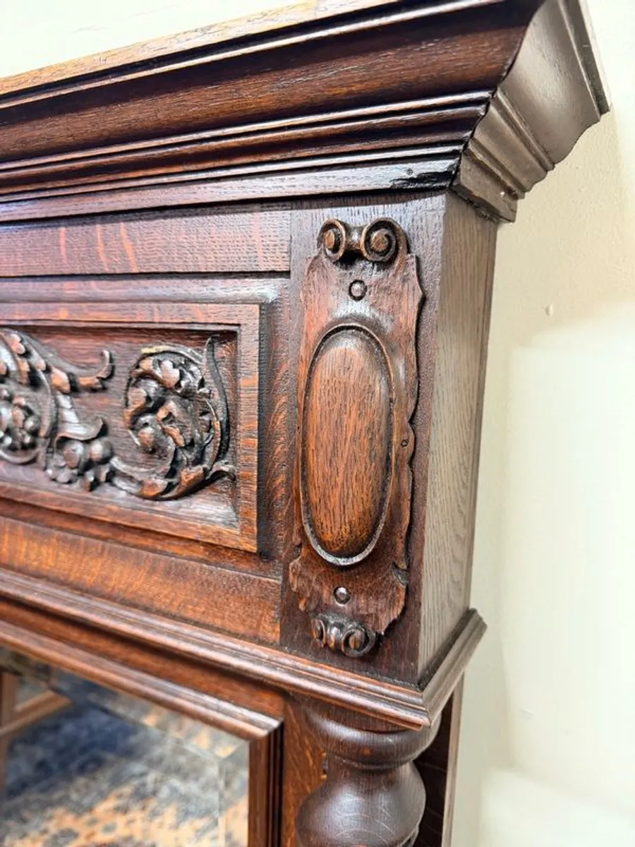 Impressive Late 19th Century Flemish Carved Oak Mirror - Image 2