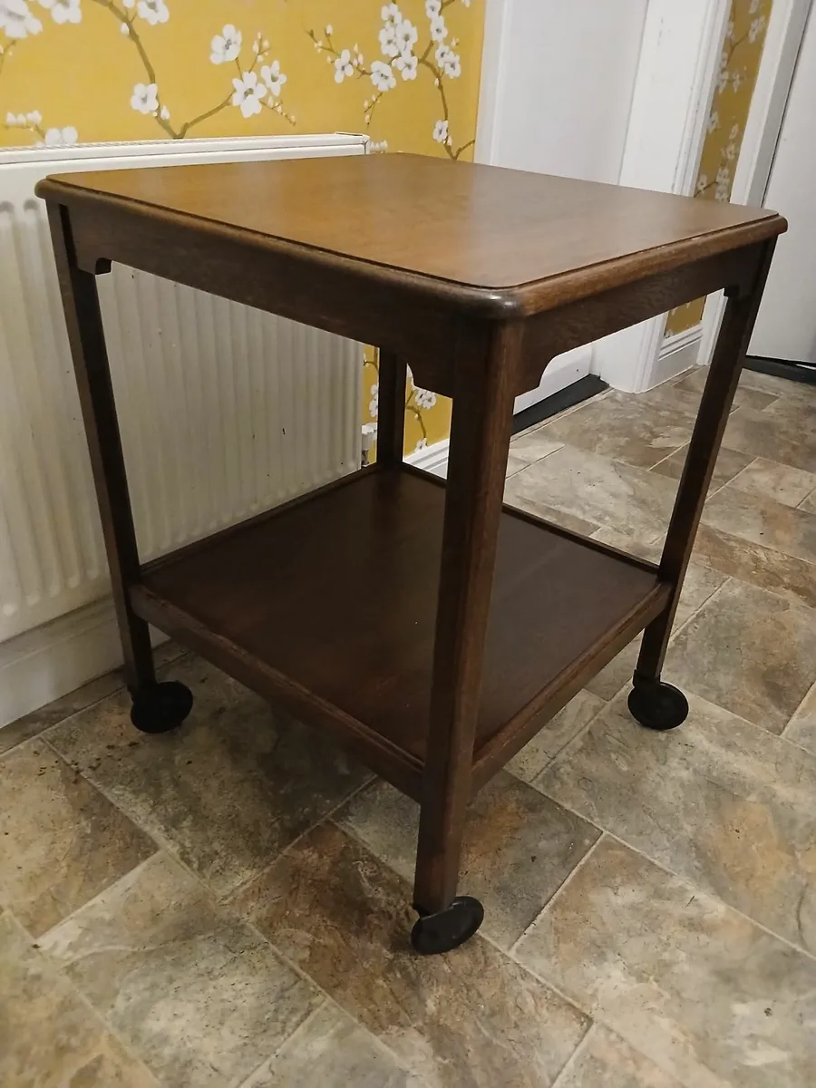 Antique Oak 2 Tier Serving/Tea Trolley - Image 2