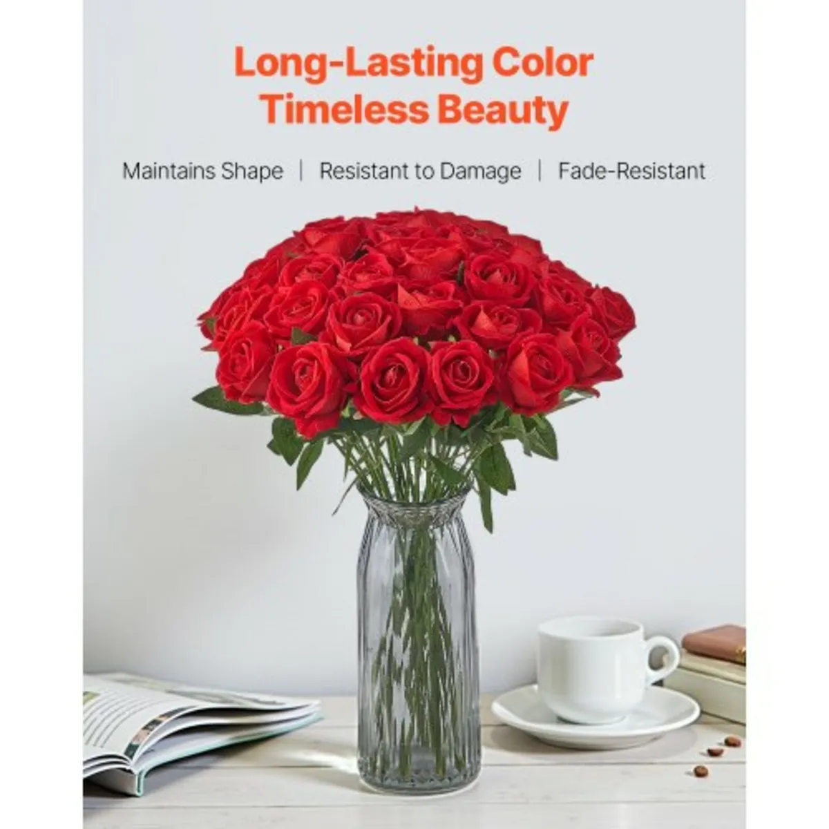 500 Pcs Red Roses Artificial Flowers Realistic Bou - Image 4