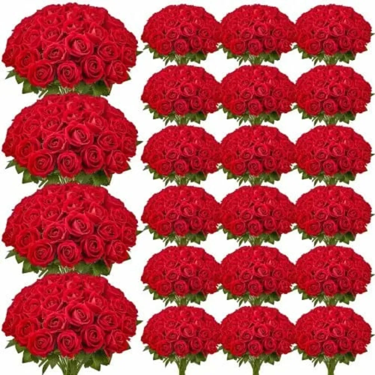 500 Pcs Red Roses Artificial Flowers Realistic Bou - Image 1