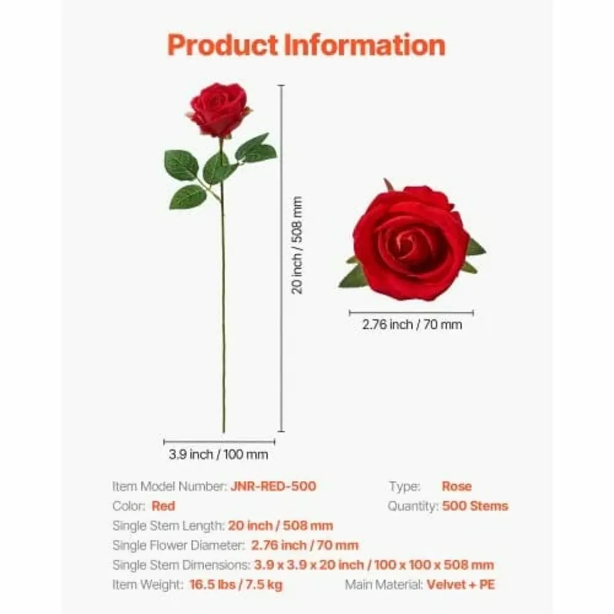 500 Pcs Red Roses Artificial Flowers Realistic Bou - Image 3