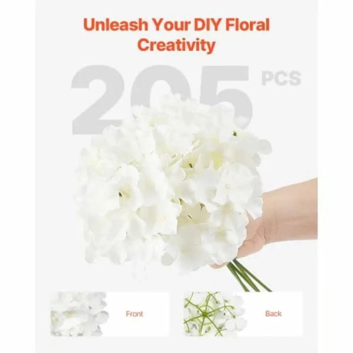 205 Pcs Artificial Silk Hydrangea Flowers 9.8 In B - Image 4