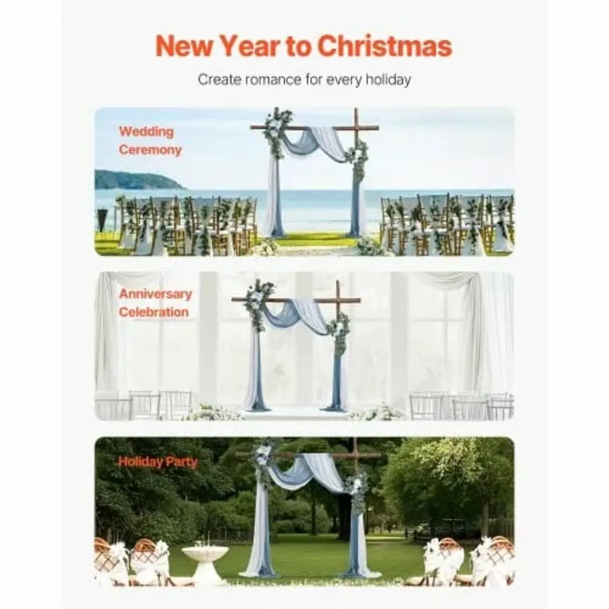 Artificial Wedding Arch Flowers Kit Blue With 2 Pc - Image 4