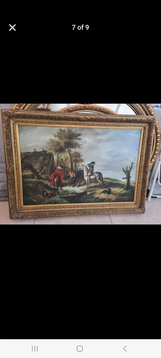 Oil on canvas vintage painting - Image 1