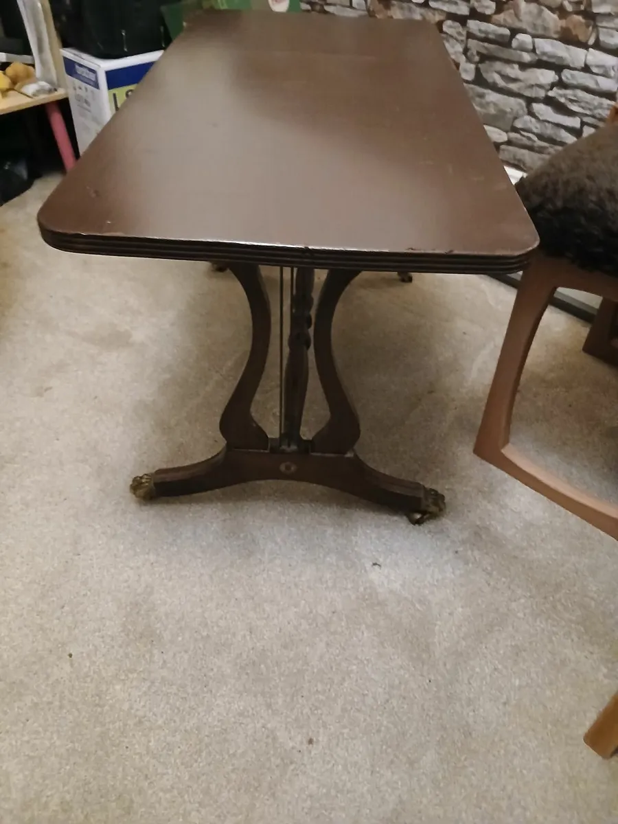 Vintage low table with Brass Claw feet casters - Image 2