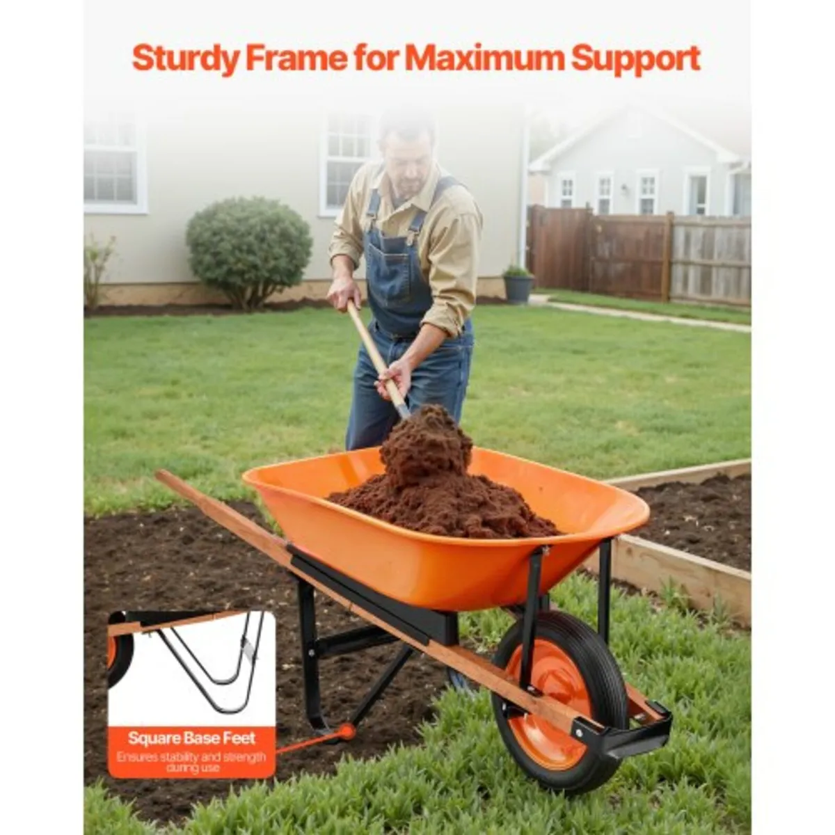 Wheelbarrow Cart One Wheel Garden Dump Cart 330 lb - Image 4