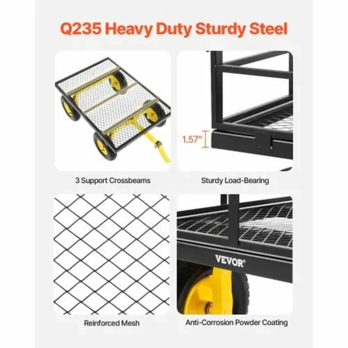 Steel Garden Cart 1400lb Capacity Heavy Duty Yard - Image 4