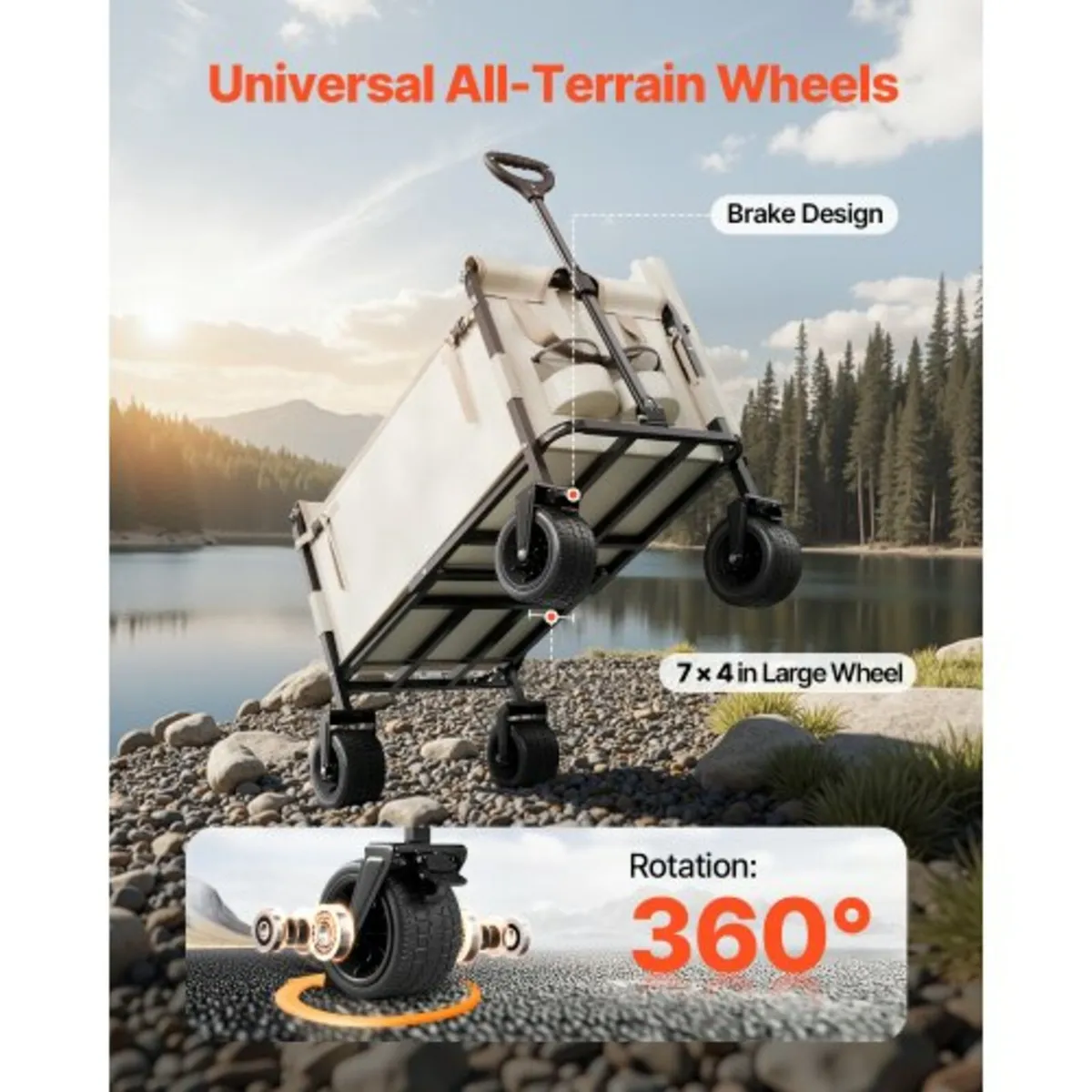 Foldable Wagon Cart Converts to Bench 550lb Load & - Image 4