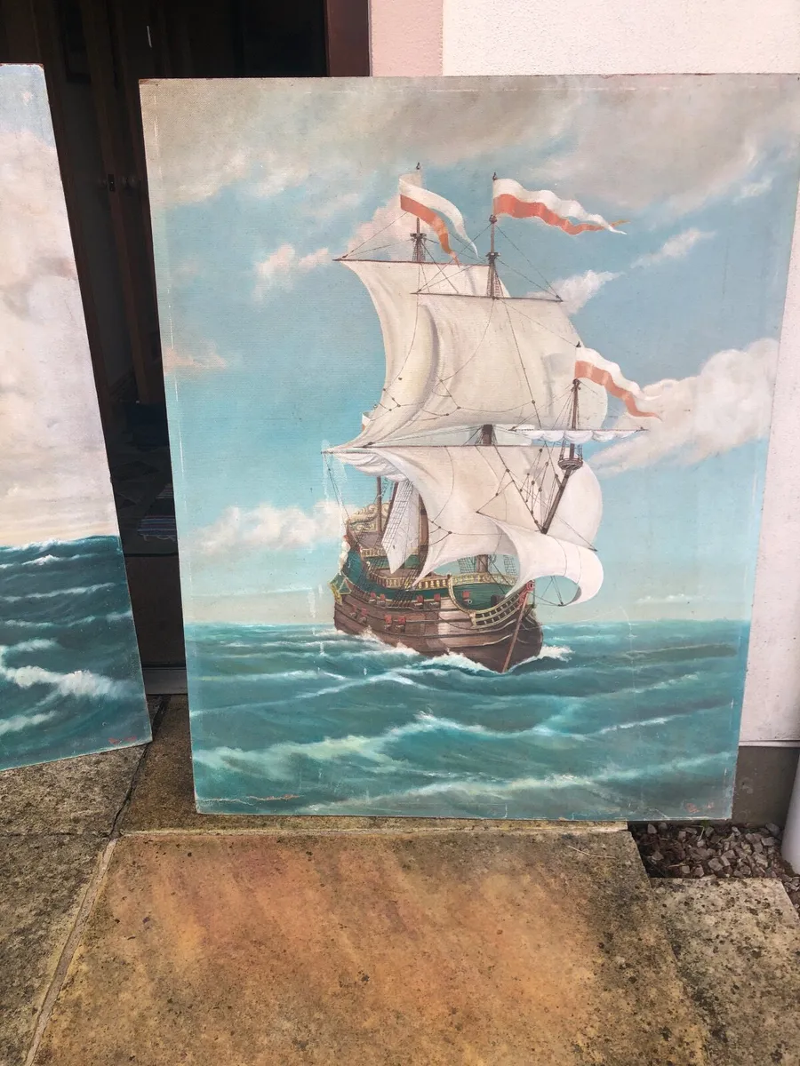 Very large ship painting on hardboard - Image 2