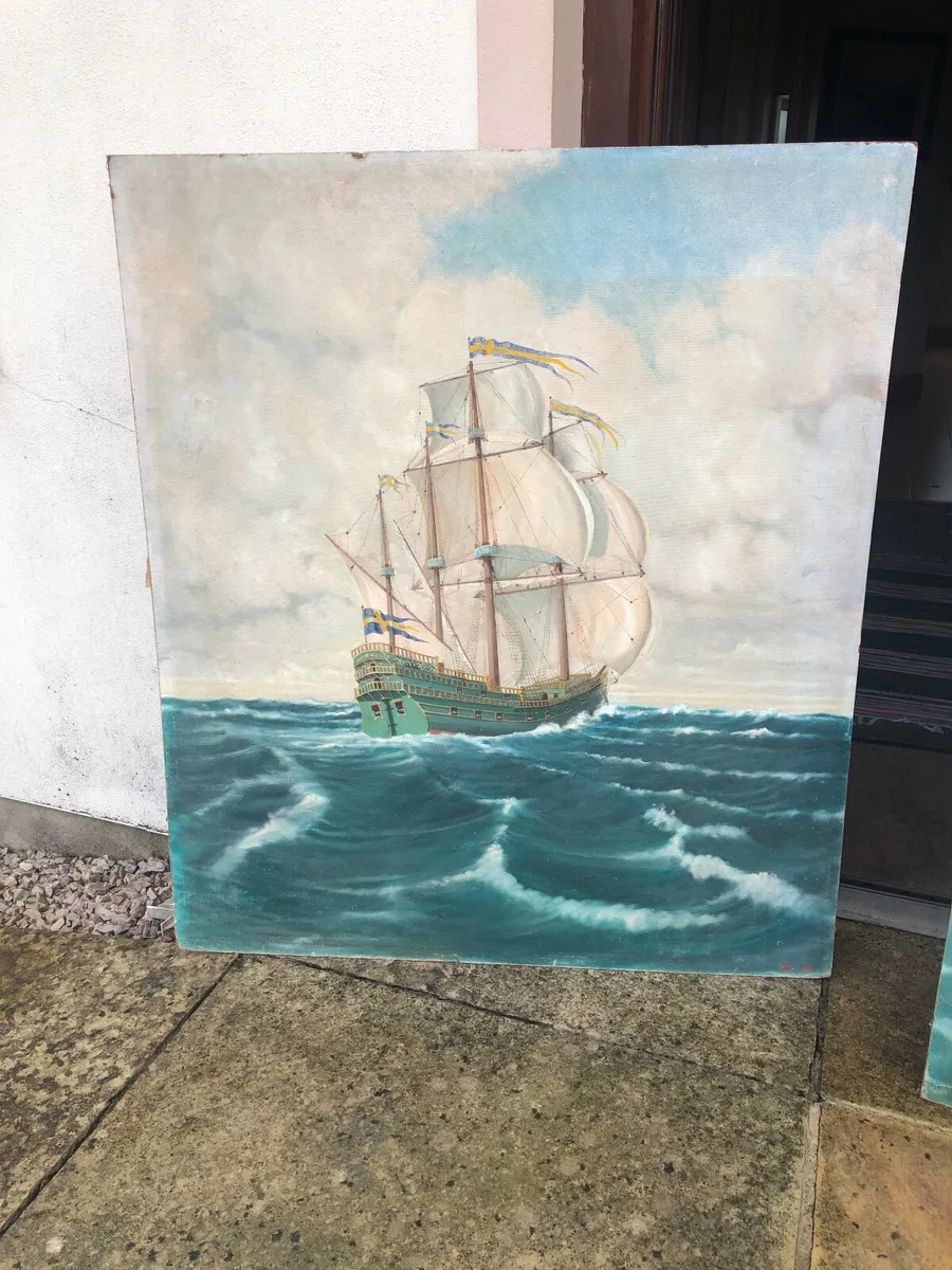 Very large ship painting on hardboard - Image 3