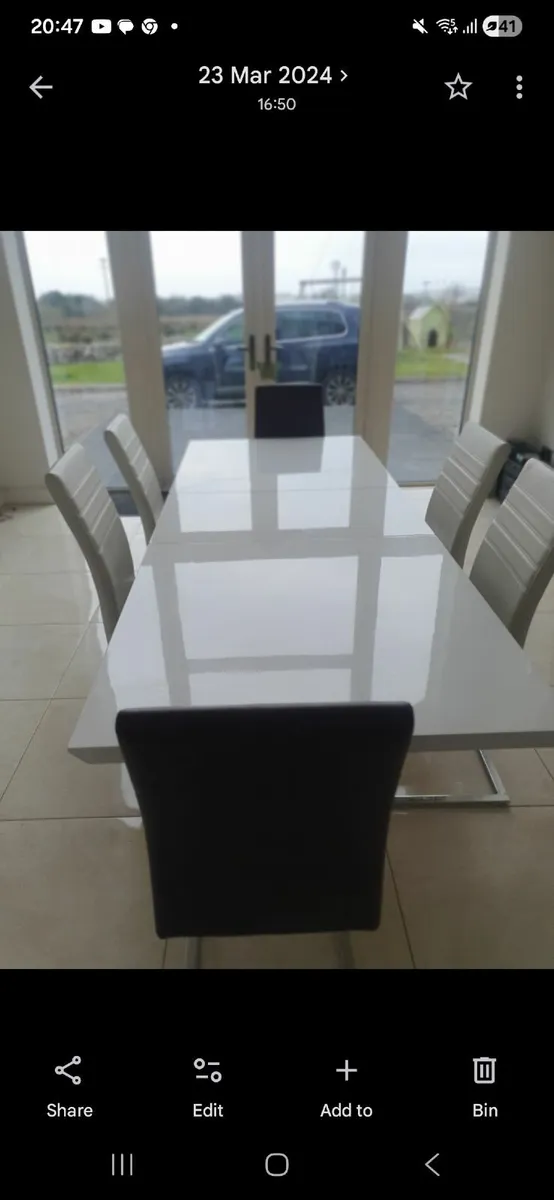 White Gloss Dining Table & 6 Chairs - Image 2