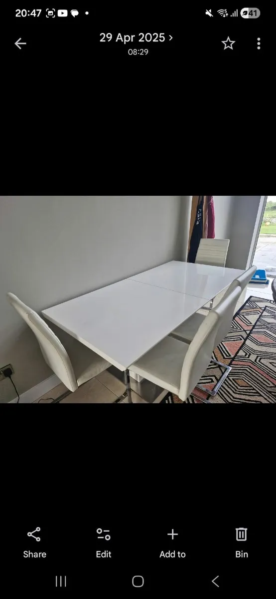 White Gloss Dining Table & 6 Chairs - Image 4