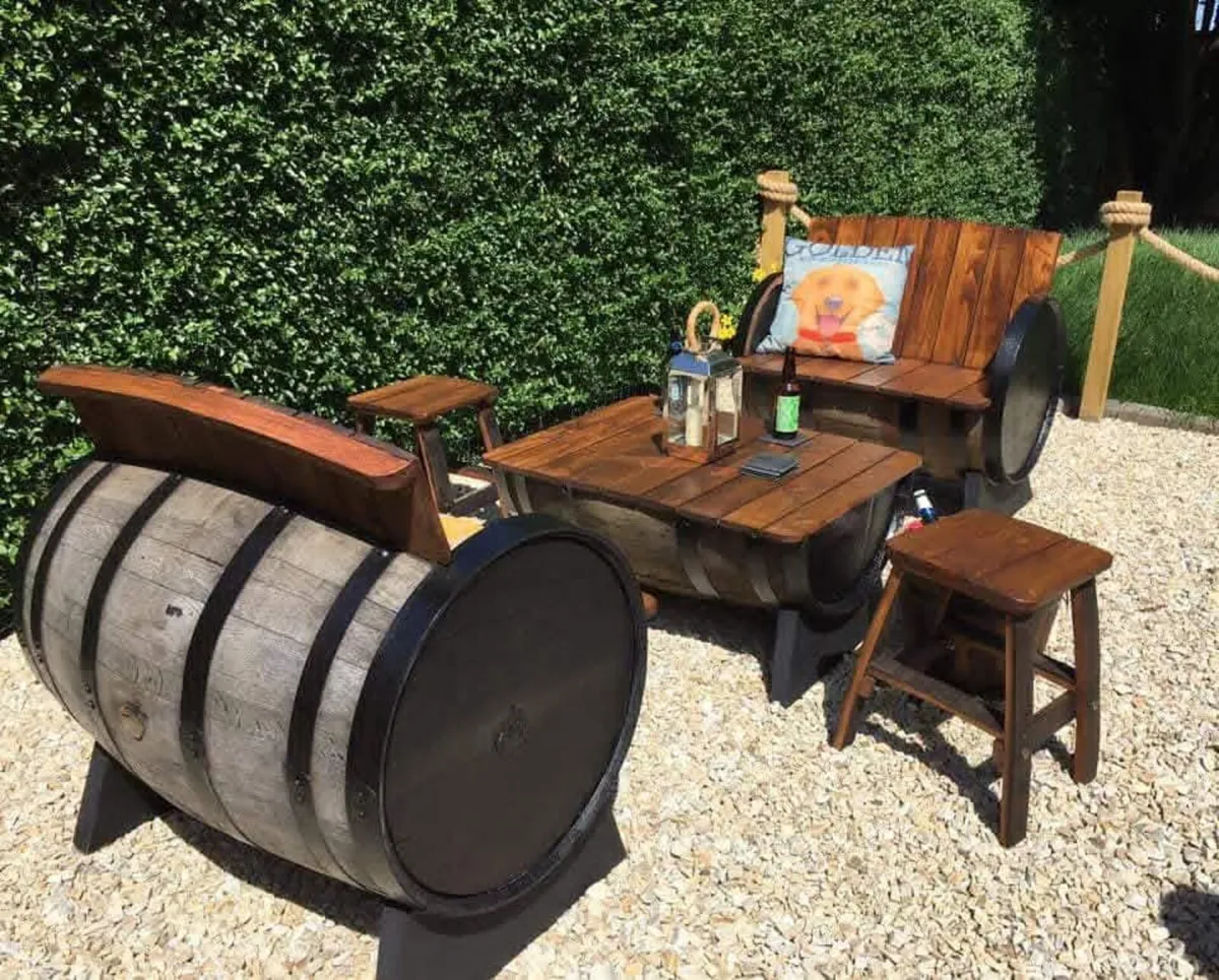 Oak barrel garden furniture - Image 4
